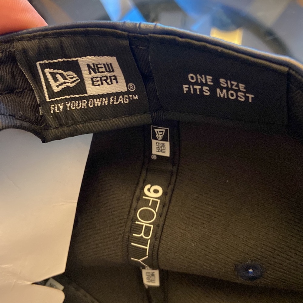 New Era Leather Navy Hat- One Size - Picture 3 of 3